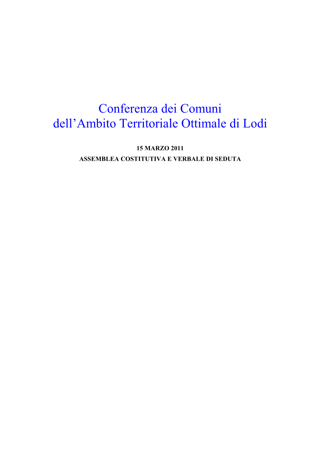 Conferenza Dei Comuni Dell'ambito Territoriale Ottimale Di Lodi