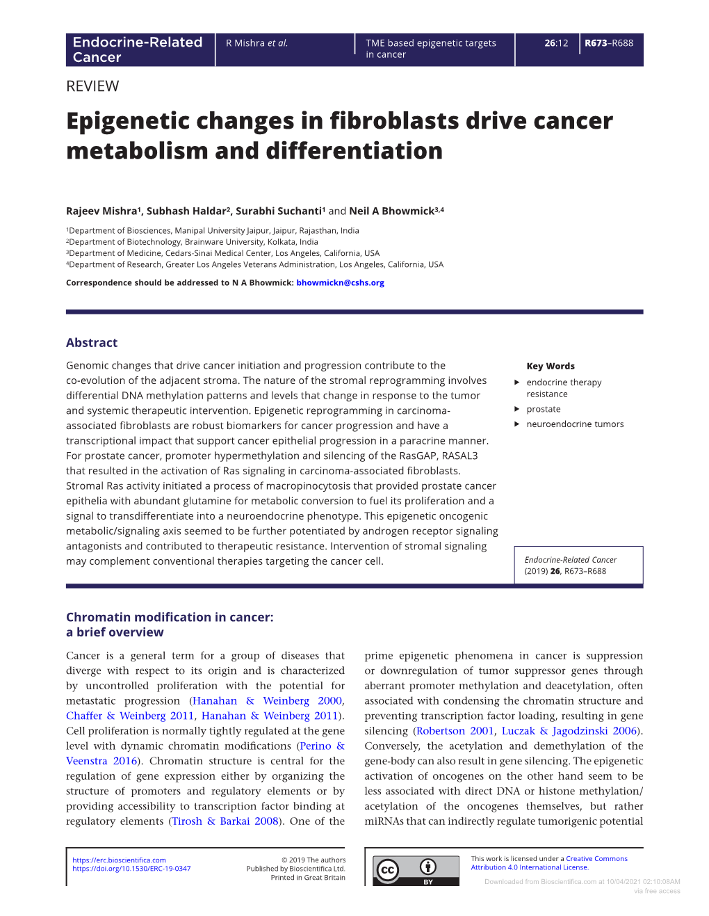 Epigenetic Changes in Fibroblasts Drive Cancer Metabolism and Differentiation