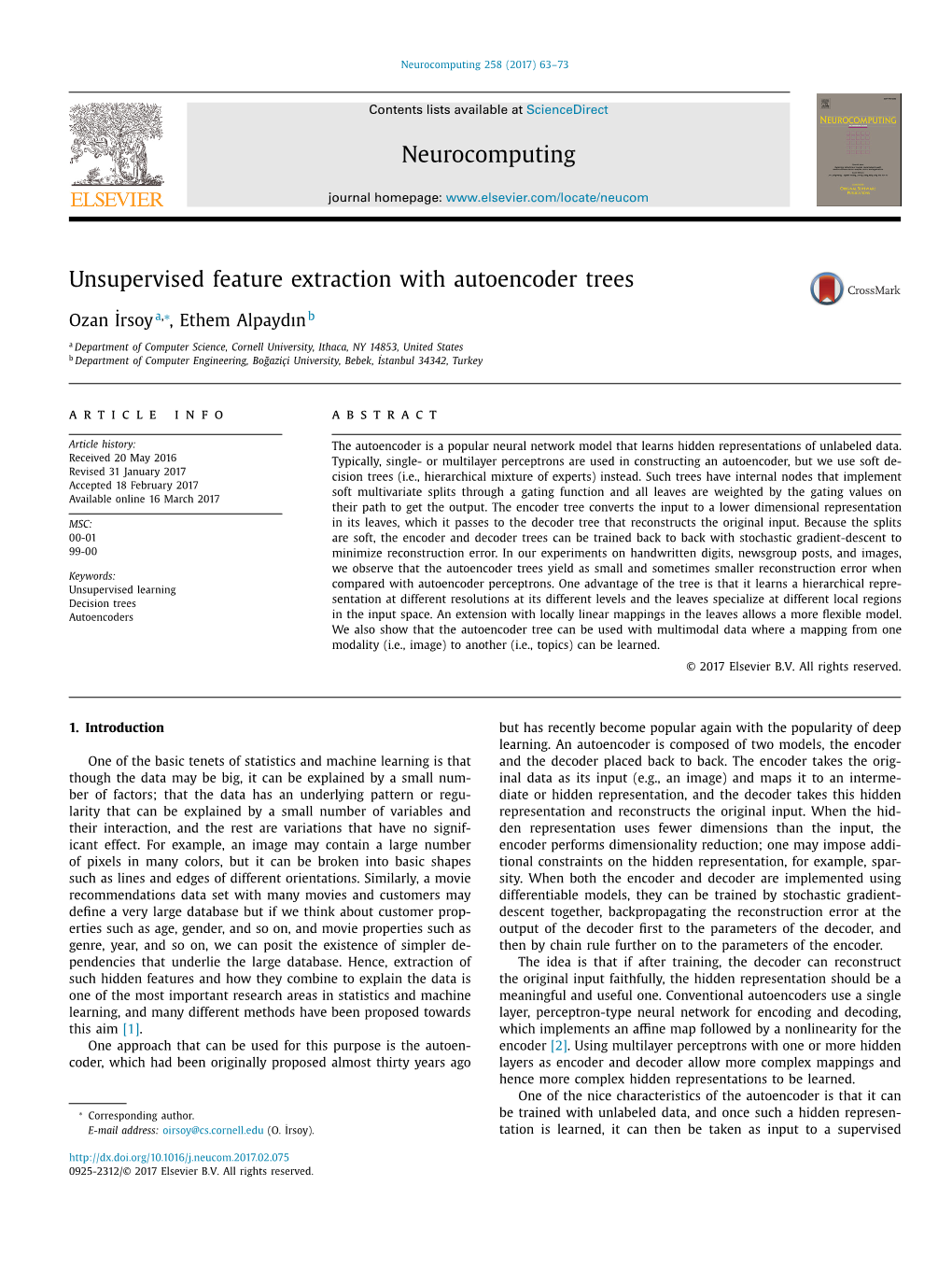 Unsupervised Feature Extraction with Autoencoder Trees