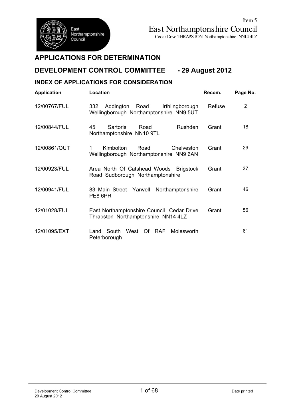 Planning Application List