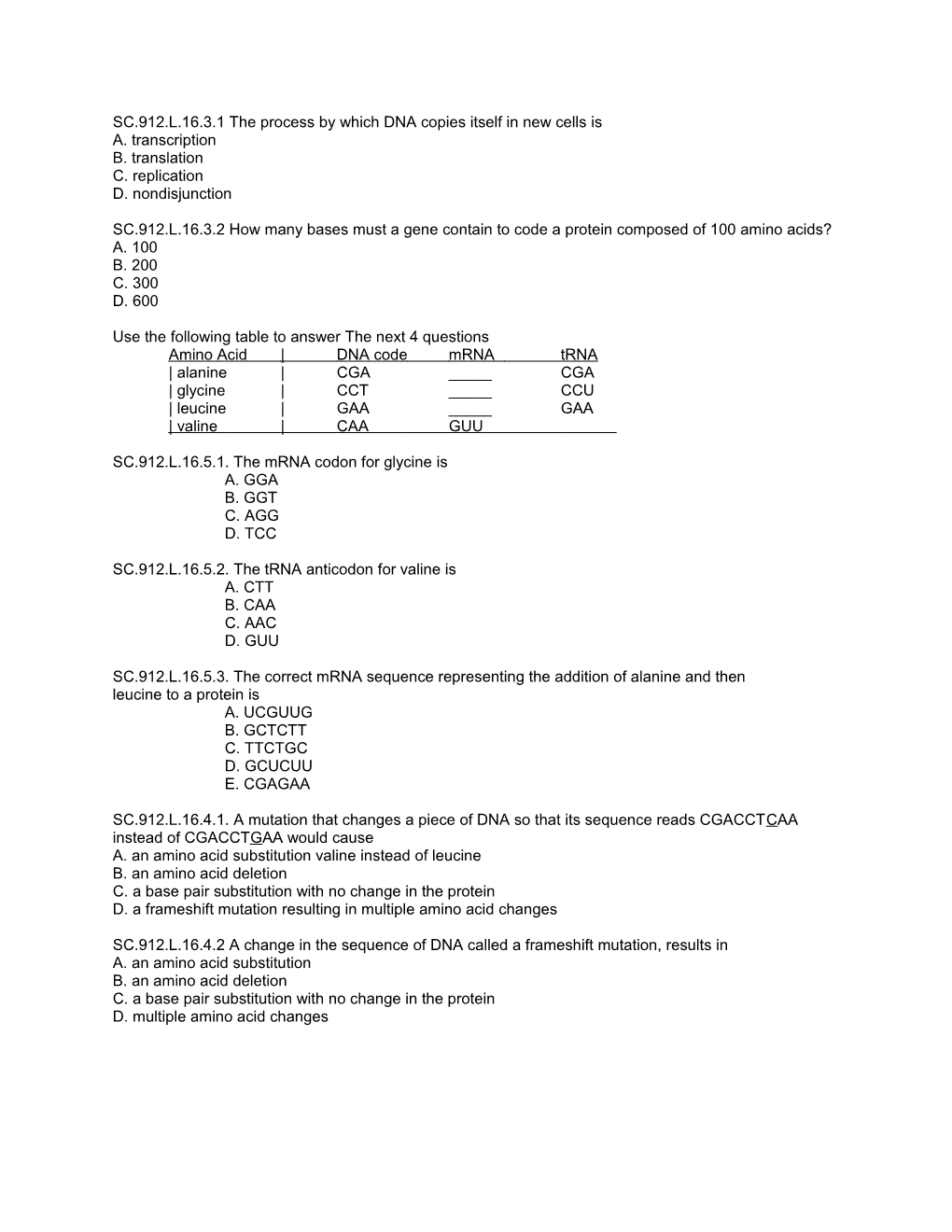 SC.912.L.16.3.1 the Process by Which DNA Copies Itself in New Cells Is