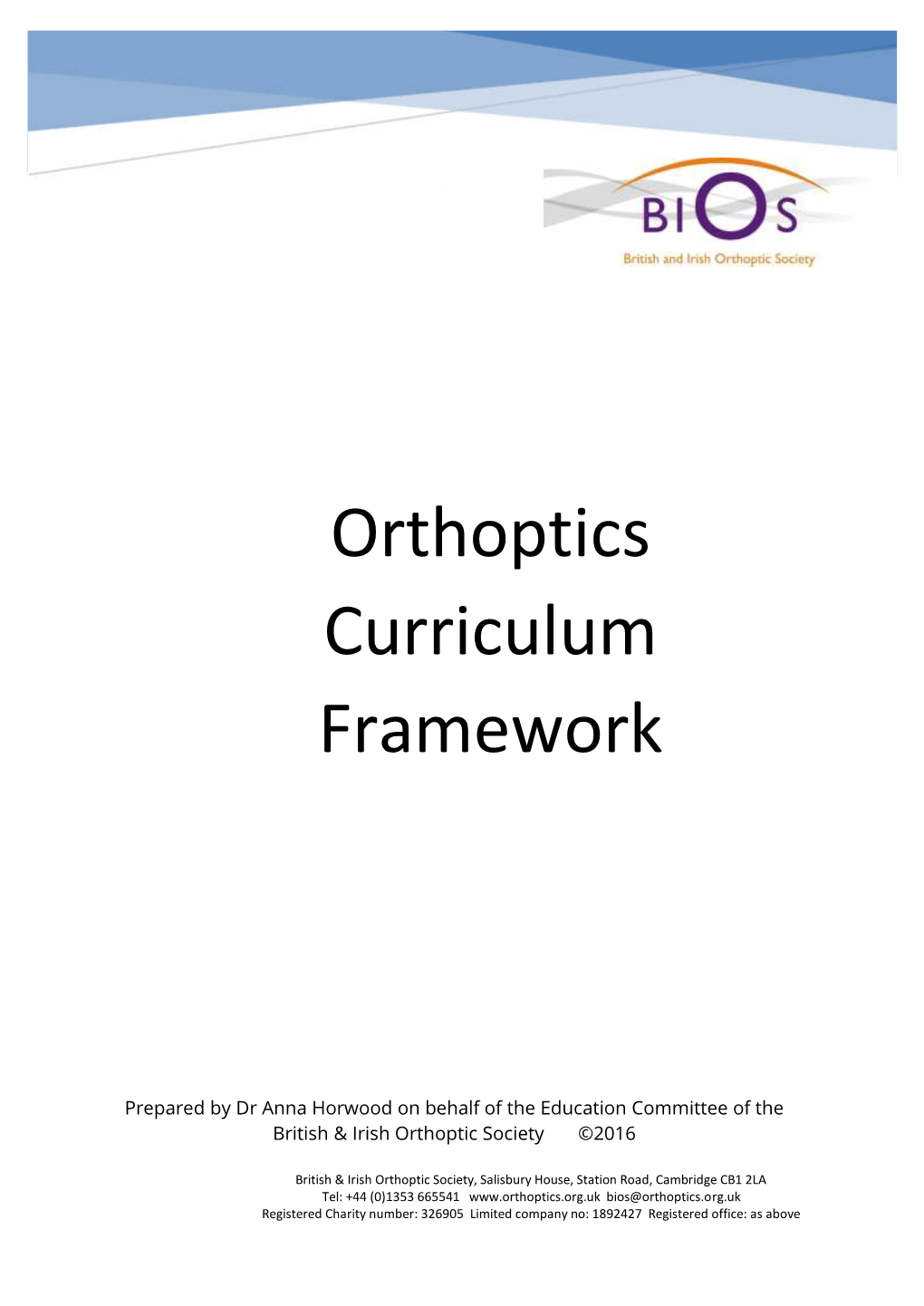 Orthoptics Curriculum Framework
