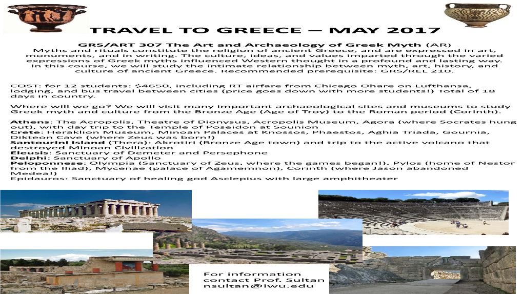 Travel to Greece – May 2017