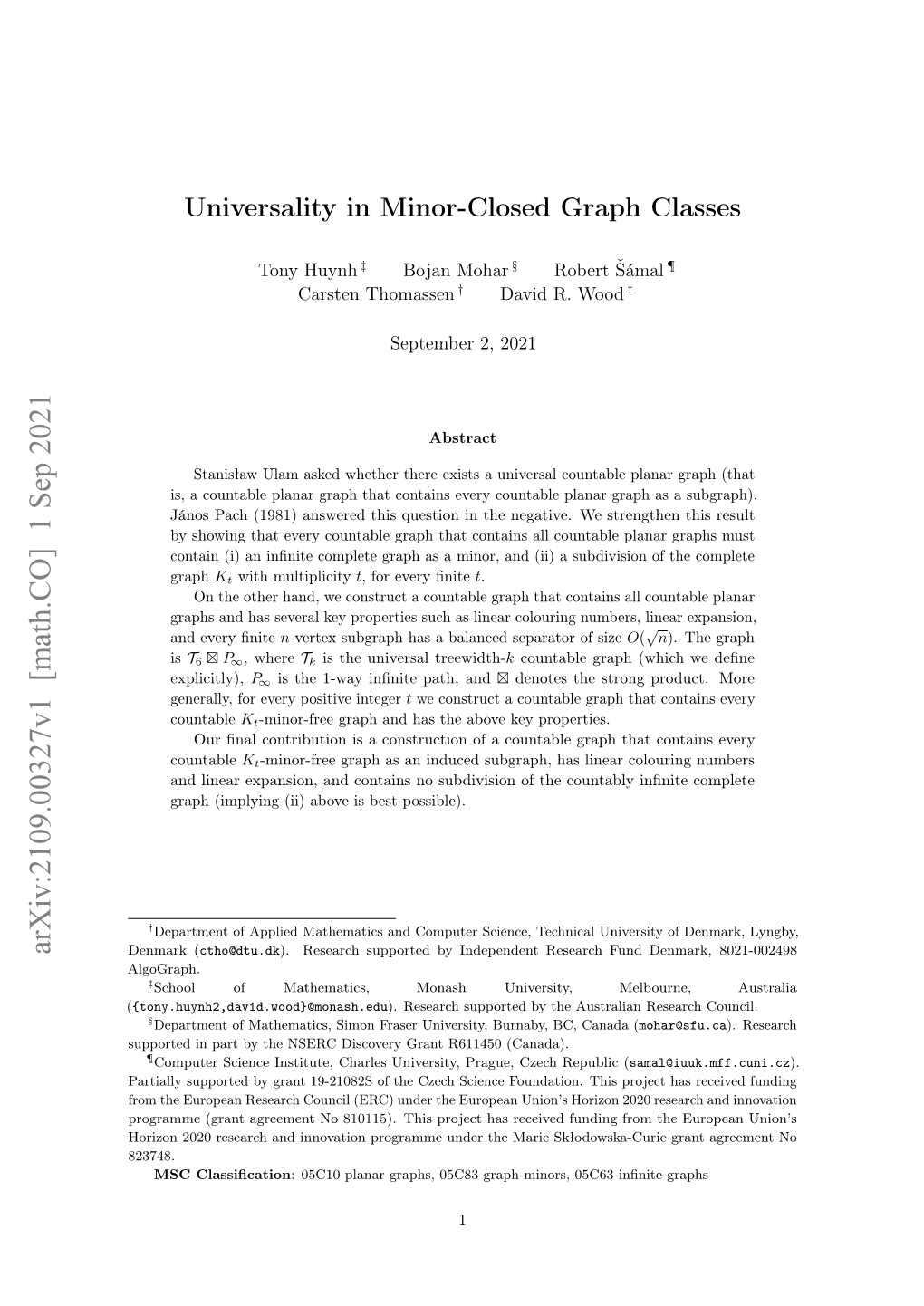 Universality in Minor-Closed Graph Classes
