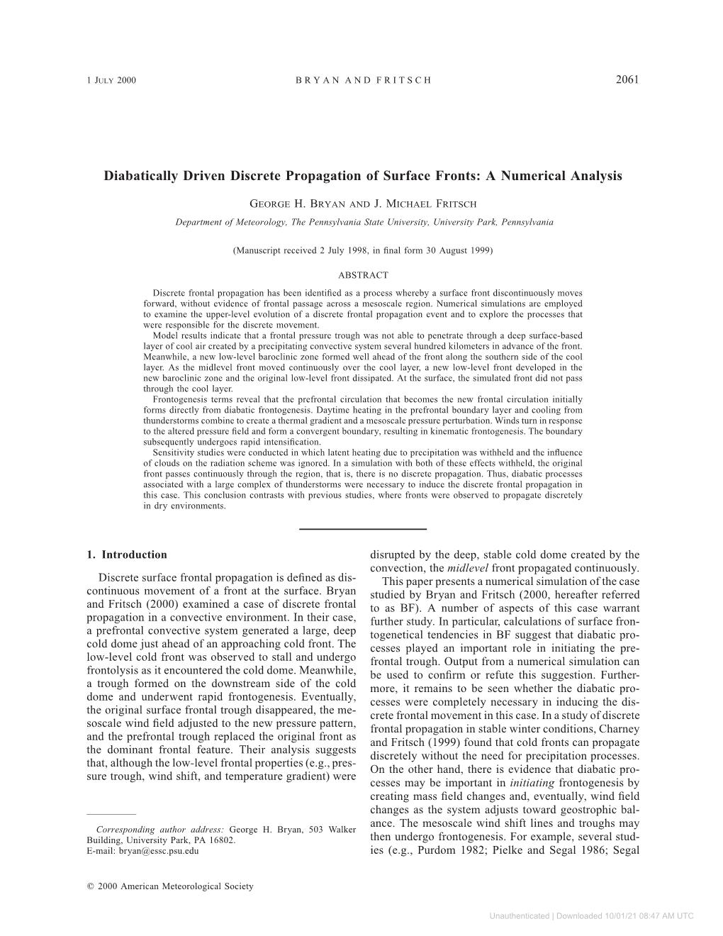 Downloaded 10/01/21 08:47 AM UTC 2062 JOURNAL of the ATMOSPHERIC SCIENCES VOLUME 57 Et Al