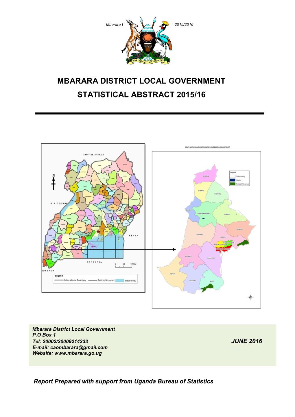 Mbarara District Local Government Statistical Abstract 2015/16