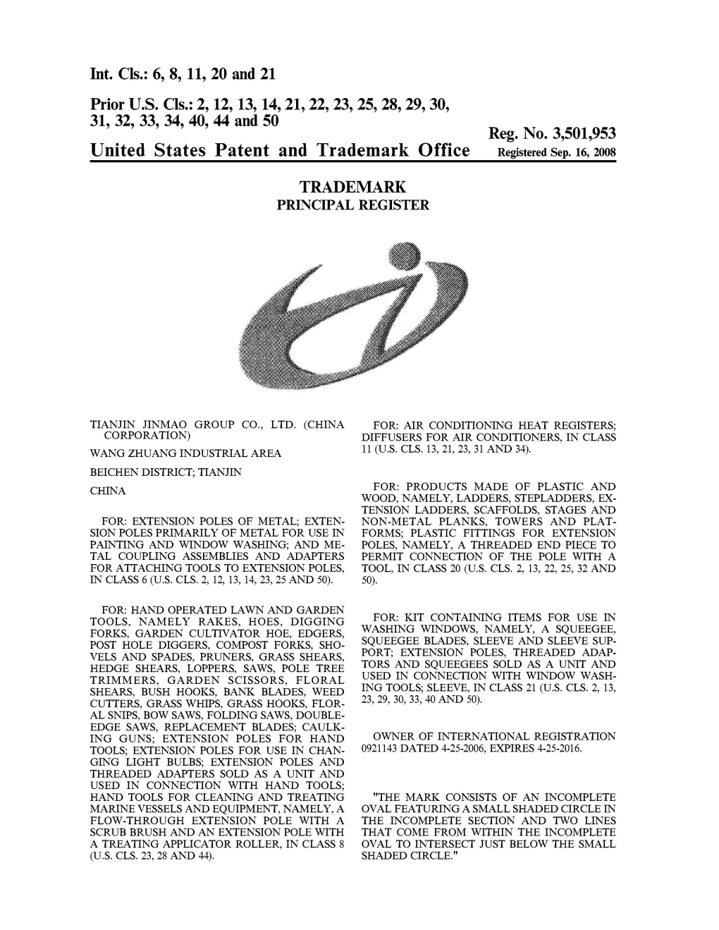 United States Patent and Trademark Office Registered Sep
