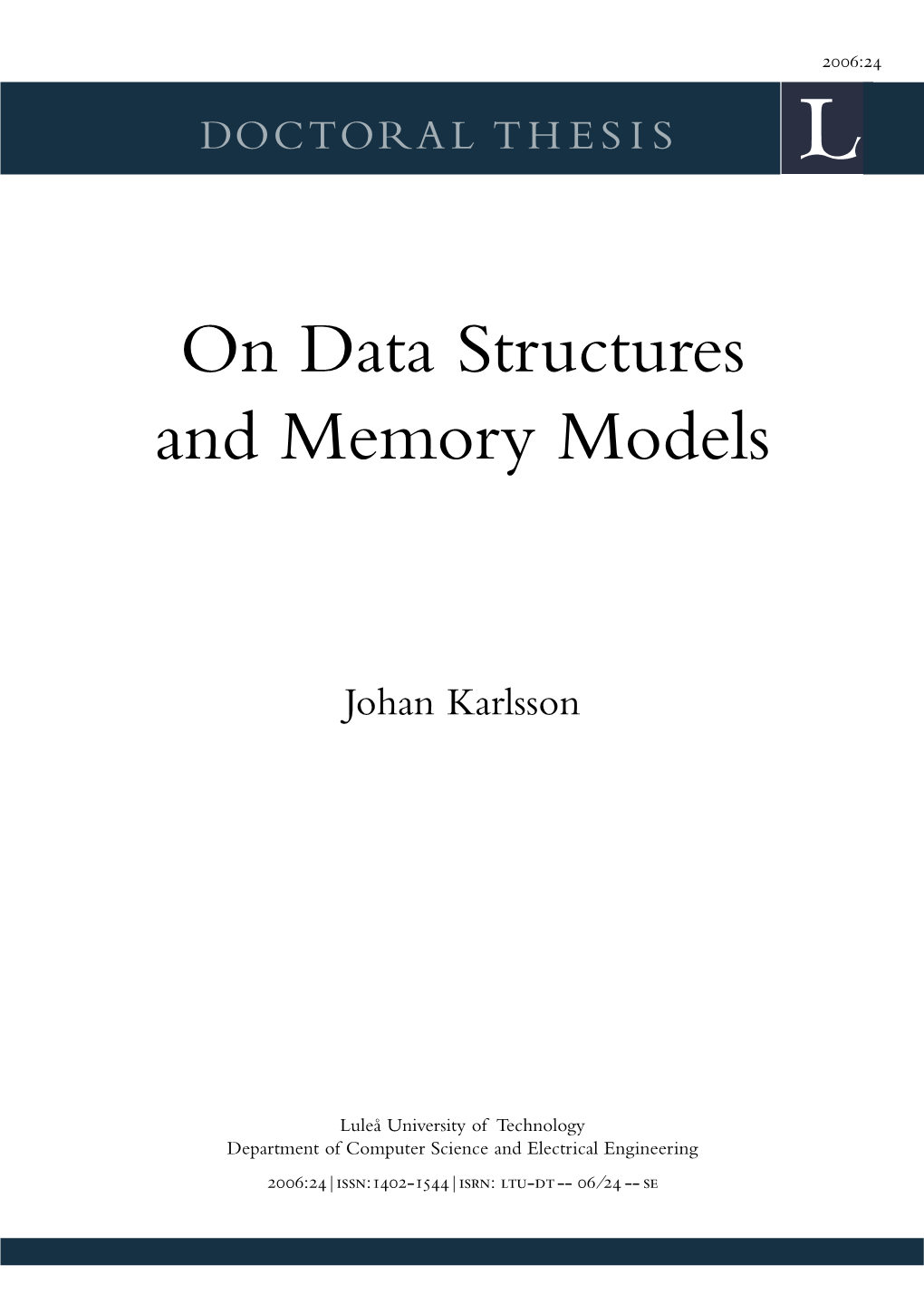 On Data Structures and Memory Models