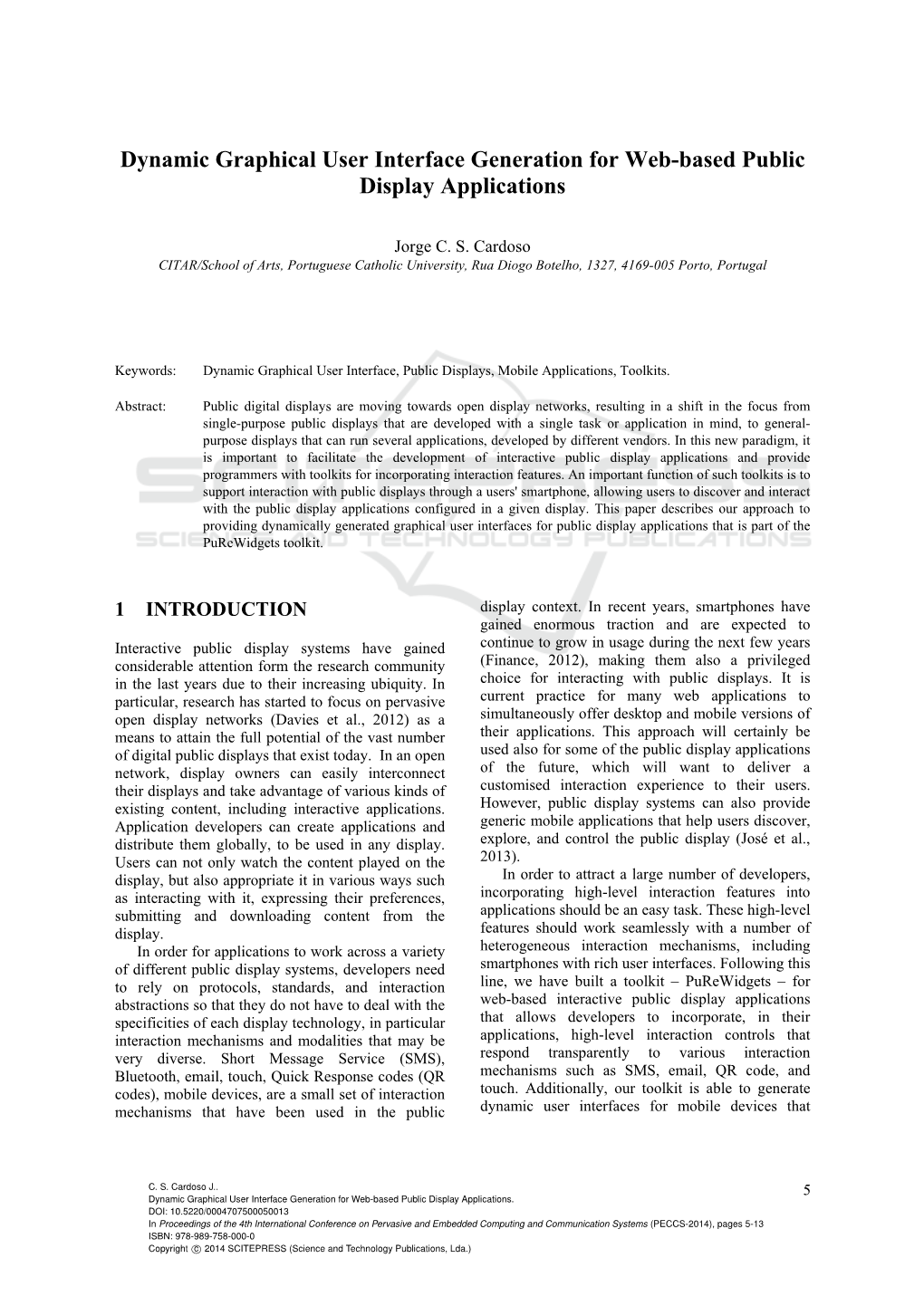 Dynamic Graphical User Interface Generation for Web-Based Public Display Applications