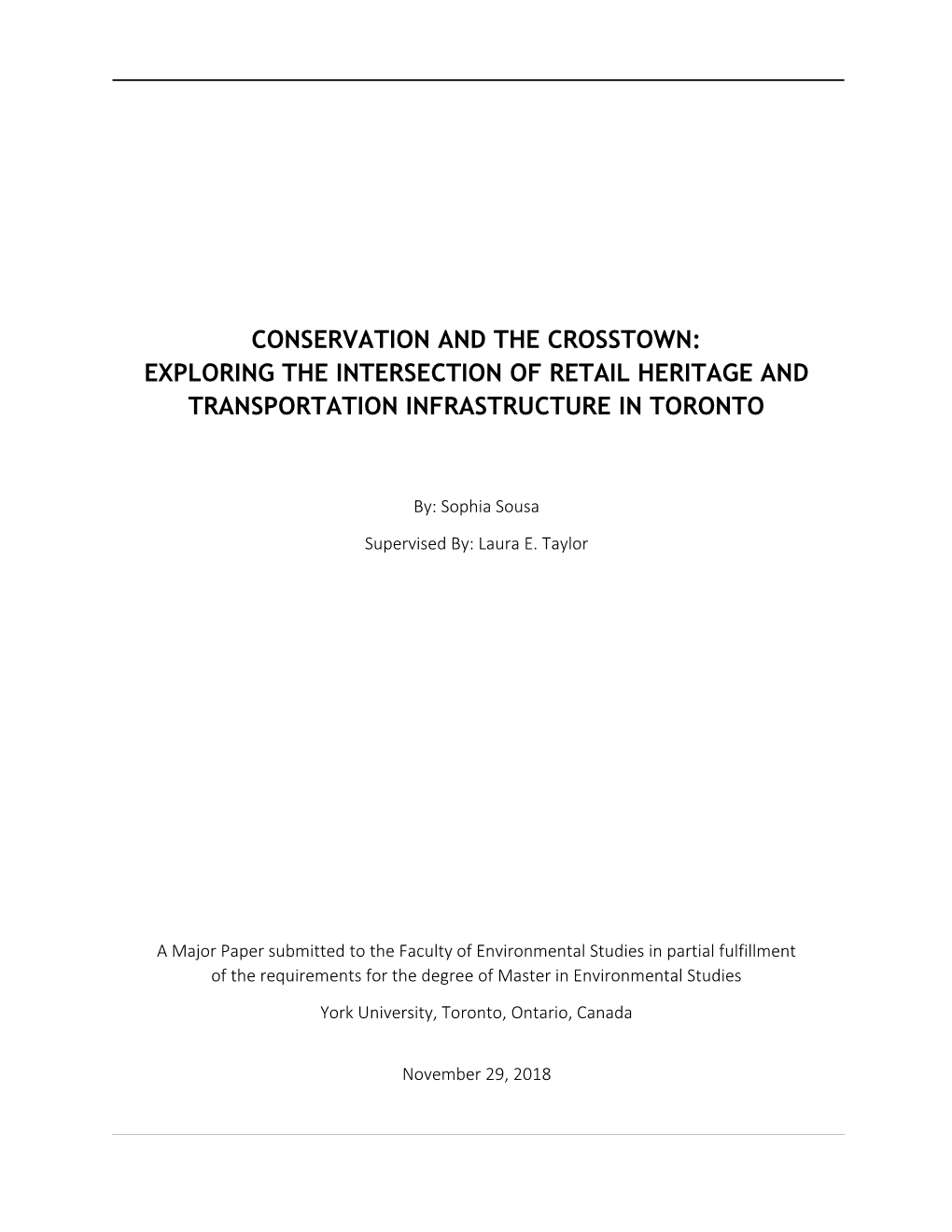 Conservation and the Crosstown: Exploring the Intersection of Retail Heritage and Transportation Infrastructure in Toronto