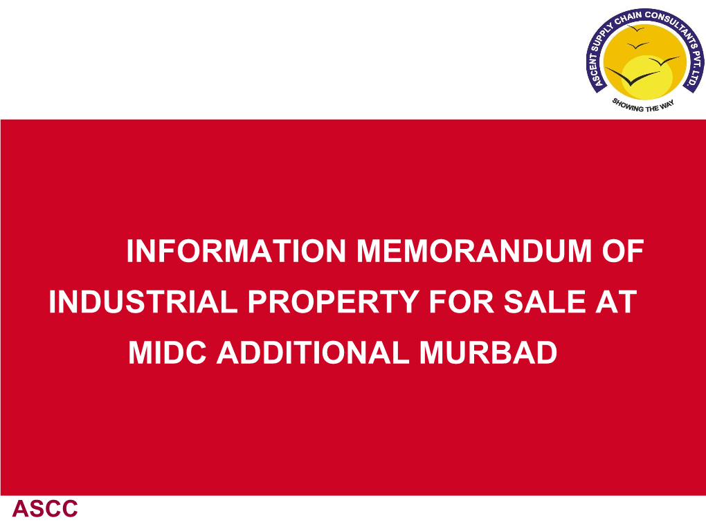 Information Memorandum of Industrial Property for Sale at Midc Additional Murbad