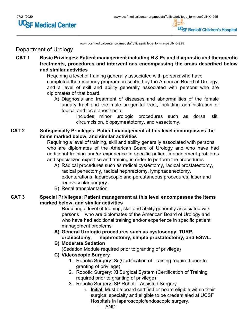 Department of Urology