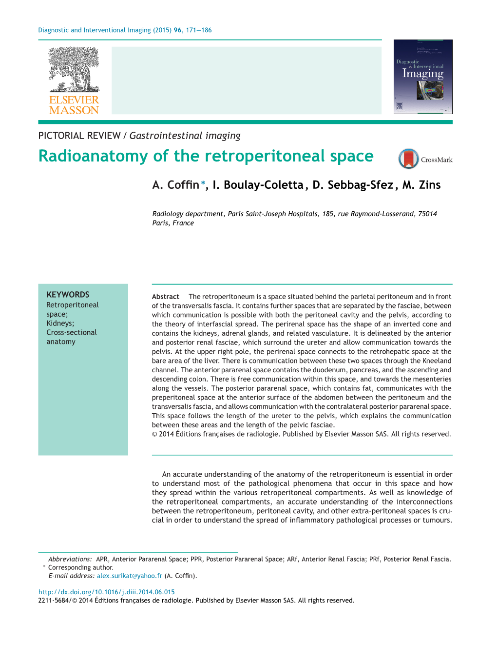 Radioanatomy of the Retroperitoneal Space