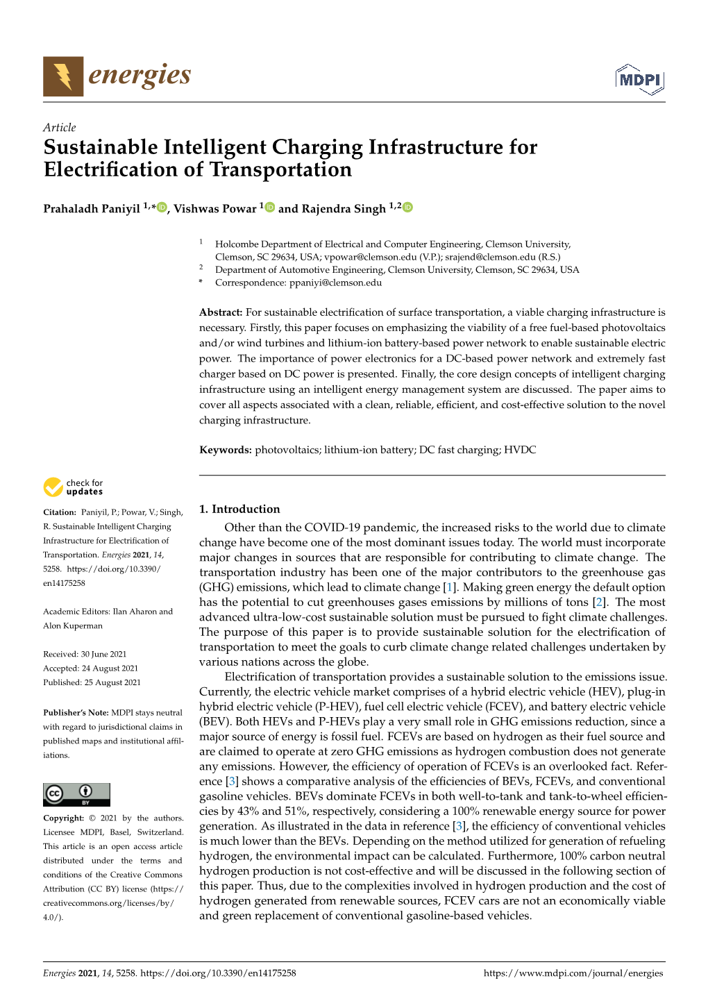 Sustainable Intelligent Charging Infrastructure for Electrification Of