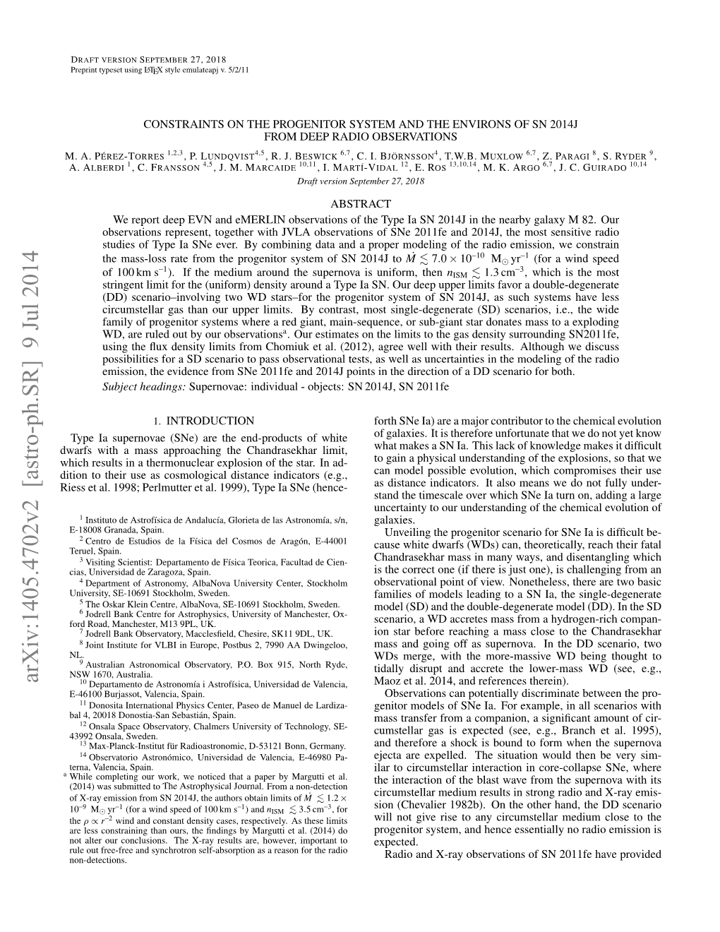 Arxiv:1405.4702V2 [Astro-Ph.SR] 9 Jul 2014 10 Departamento De Astronomía I Astrofísica, Universidad De Valencia, Maoz Et Al