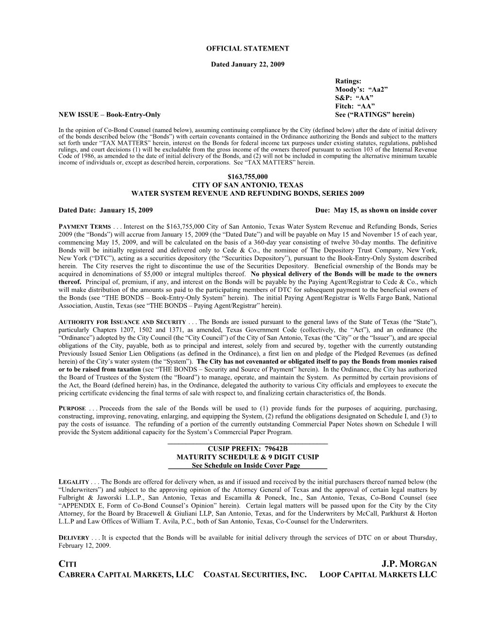 Series 2009 Revenue and Refunding Bonds