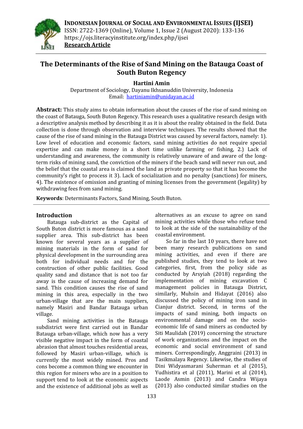 The Determinants of the Rise of Sand Mining on the Batauga