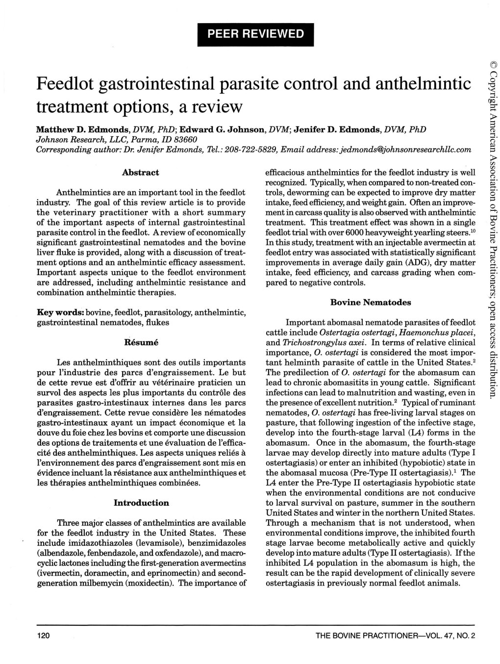 Feedlot Gastrointestinal Parasite Control and Anthellllintic Treatment Options, a Review