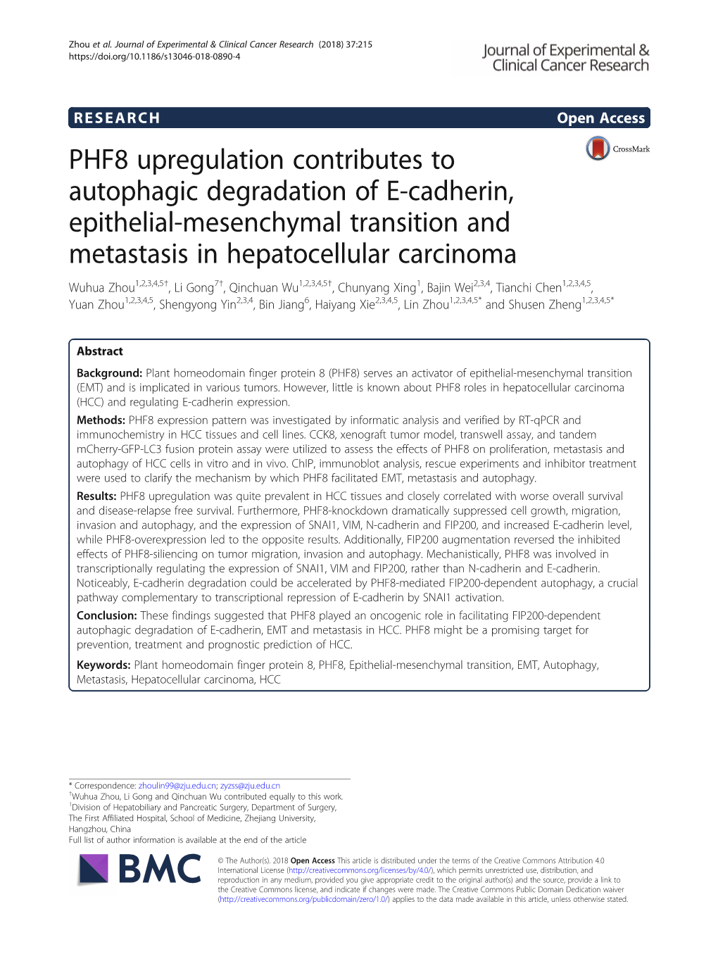 PHF8 Upregulation Contributes to Autophagic Degradation of E