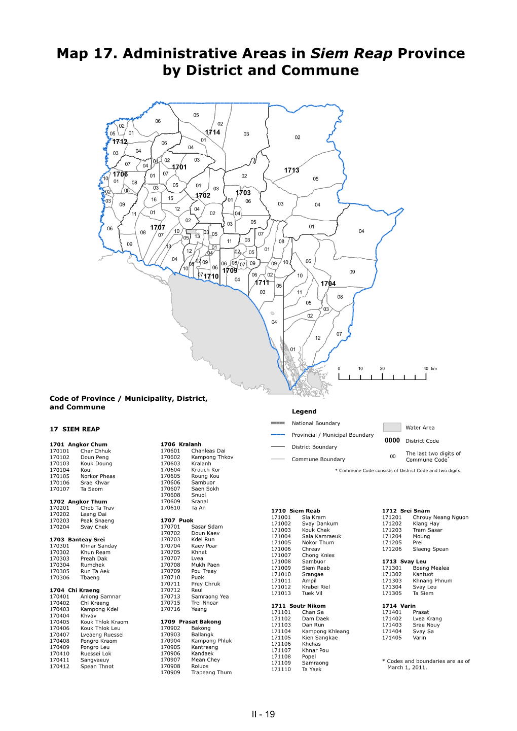 Map 17. Administrative Areas in Siem Reap Province by District and Commune