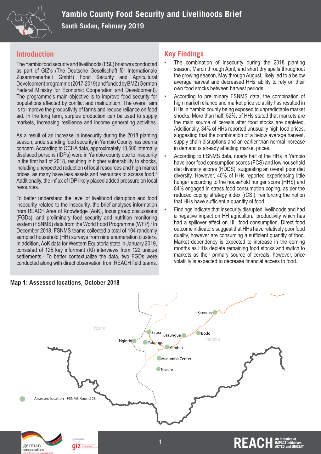 Yambio County Food Security and Livelihoods Brief South Sudan, February 2019