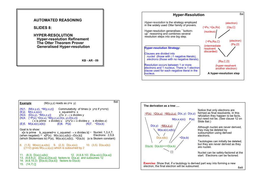 AUTOMATED REASONING SLIDES 8: HYPER-RESOLUTION Hyper