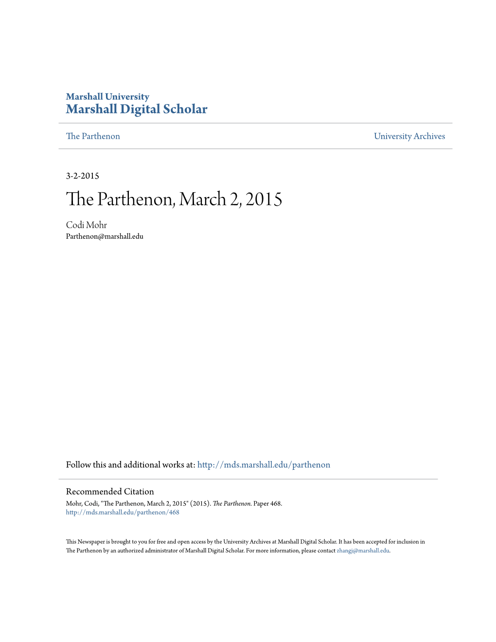 The Parthenon, March 2, 2015