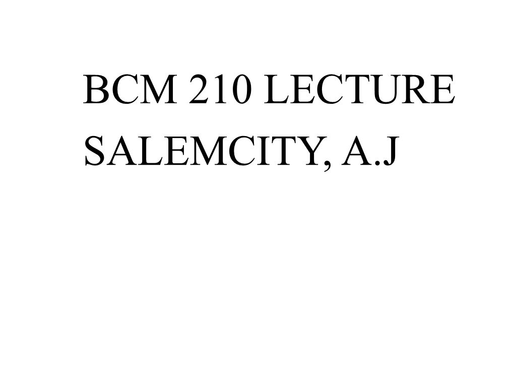 Salemcity, A.J Carbohydrate Chemistry Lecture