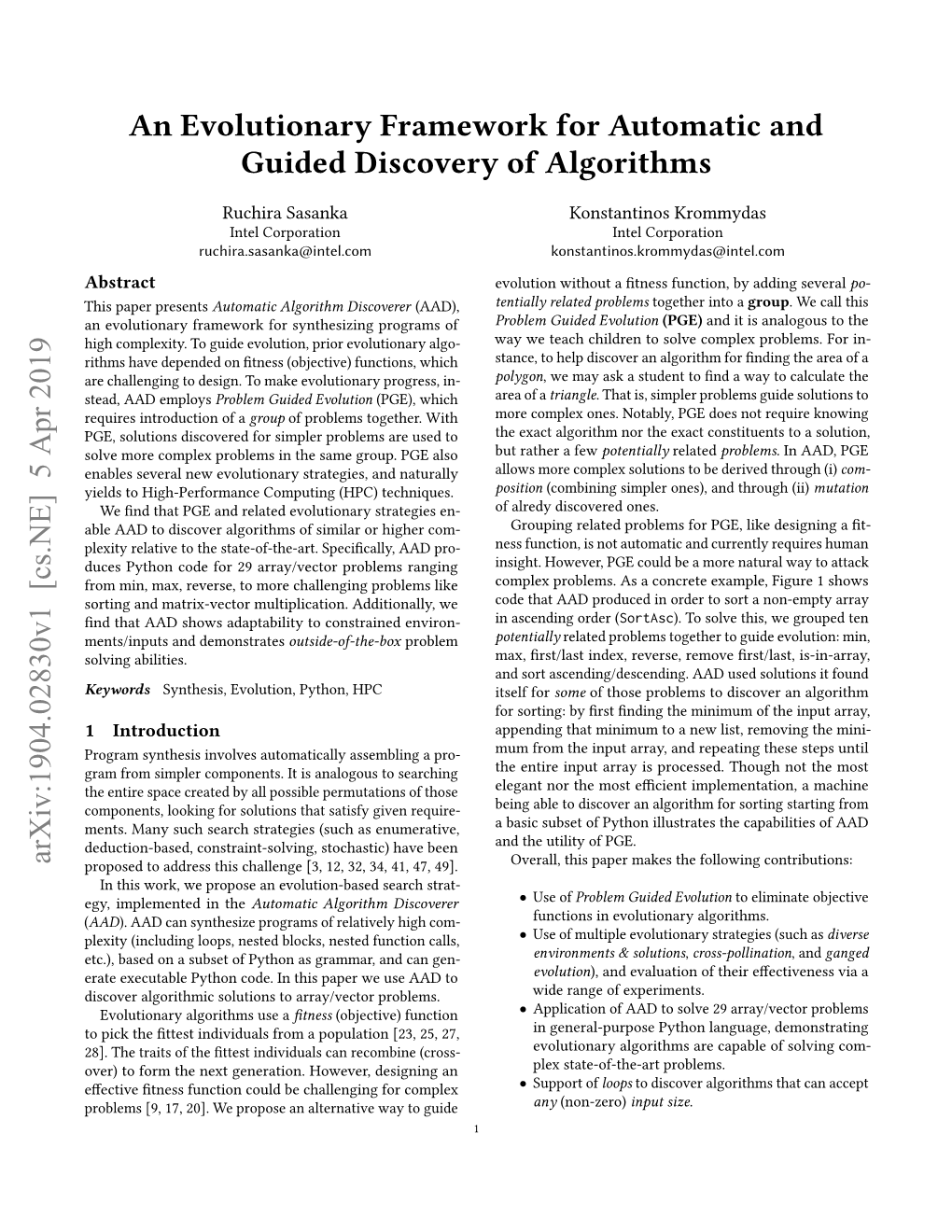 An Evolutionary Framework for Automatic and Guided Discovery of Algorithms