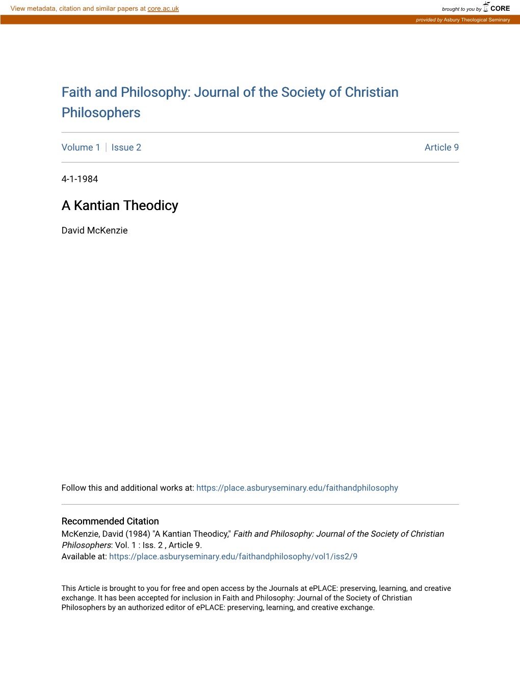 A Kantian Theodicy