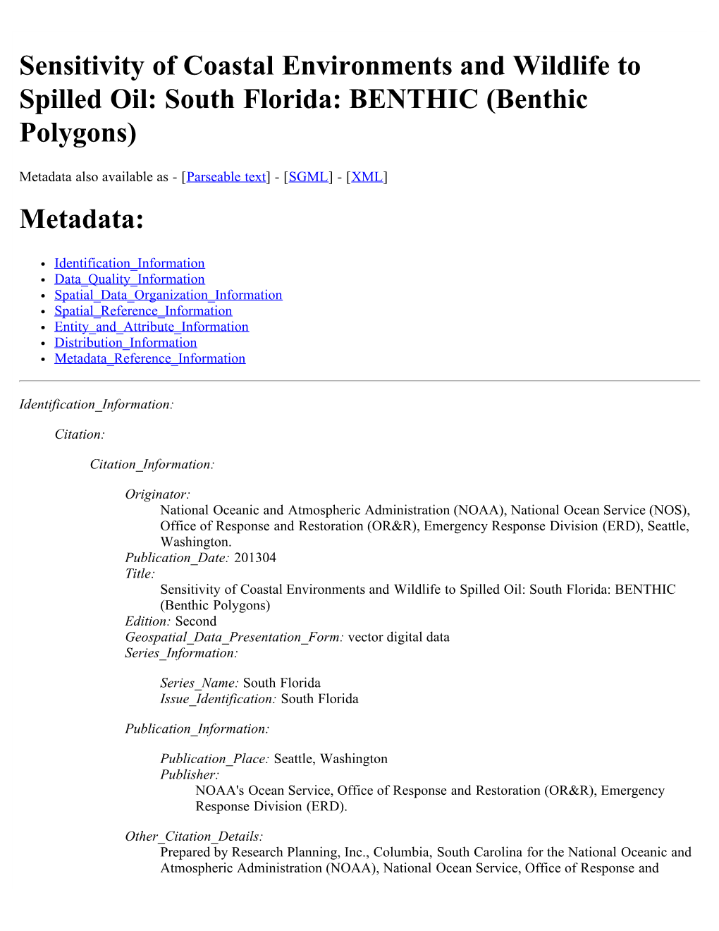 Metadata Also Available As - [Parseable Text] - [SGML] - [XML] Metadata