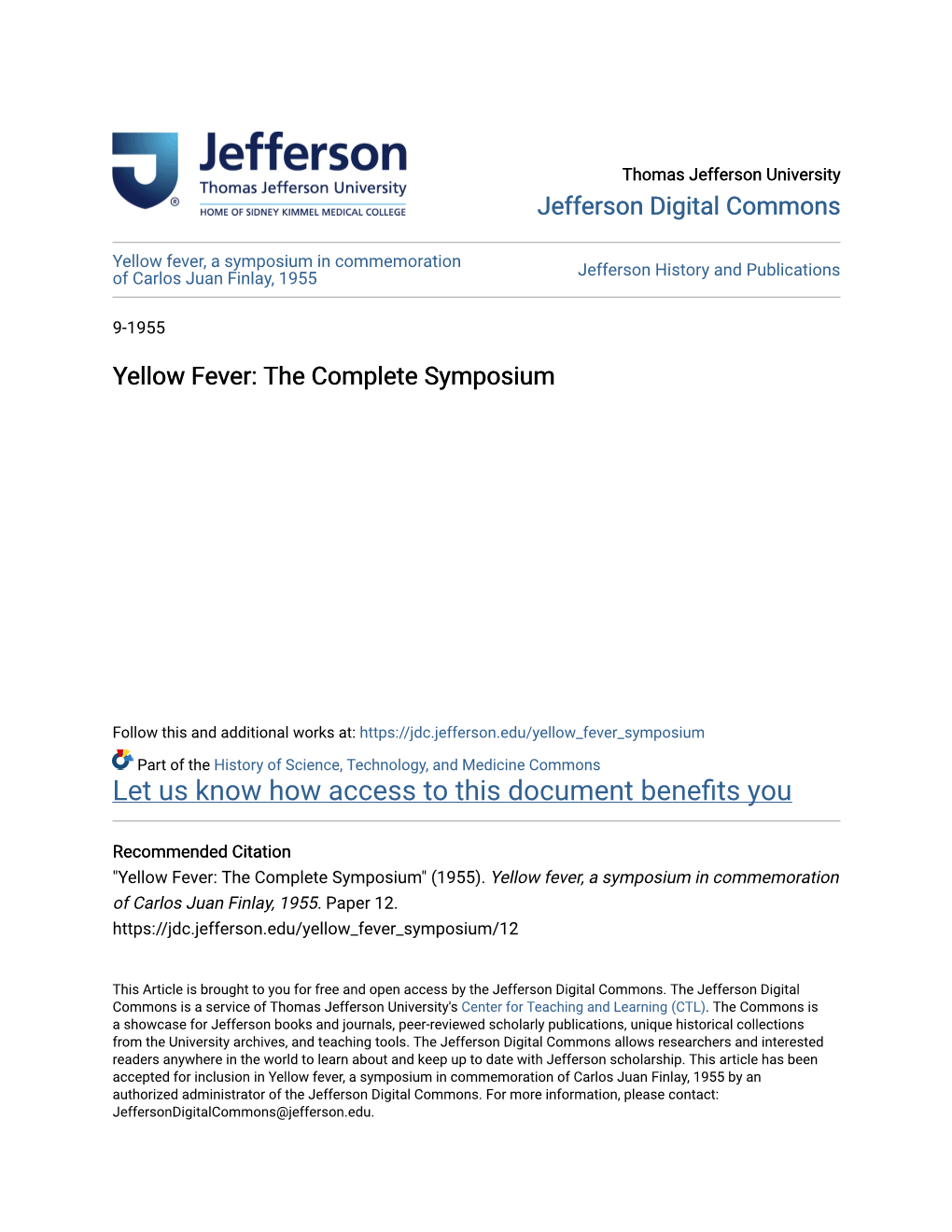 Yellow Fever: the Complete Symposium