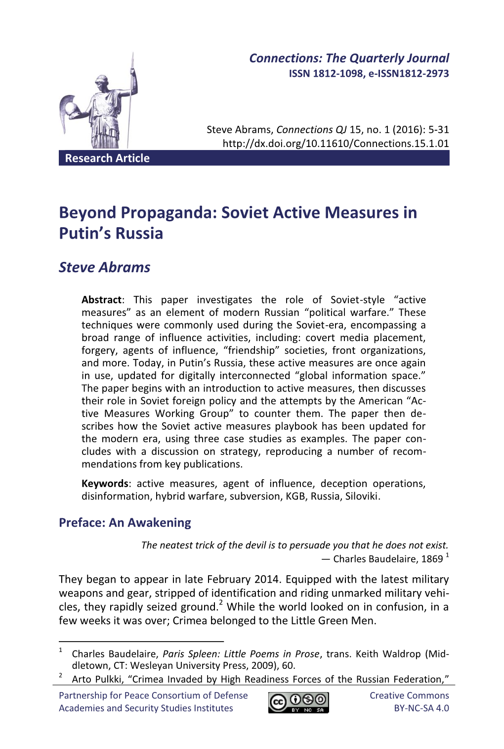 Beyond Propaganda: Soviet Active Measures in Putin's Russia