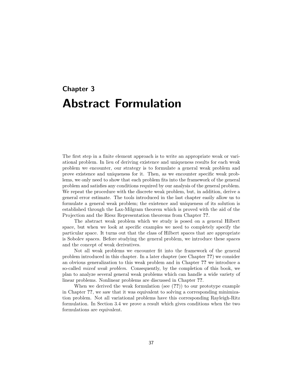 Abstract Formulation