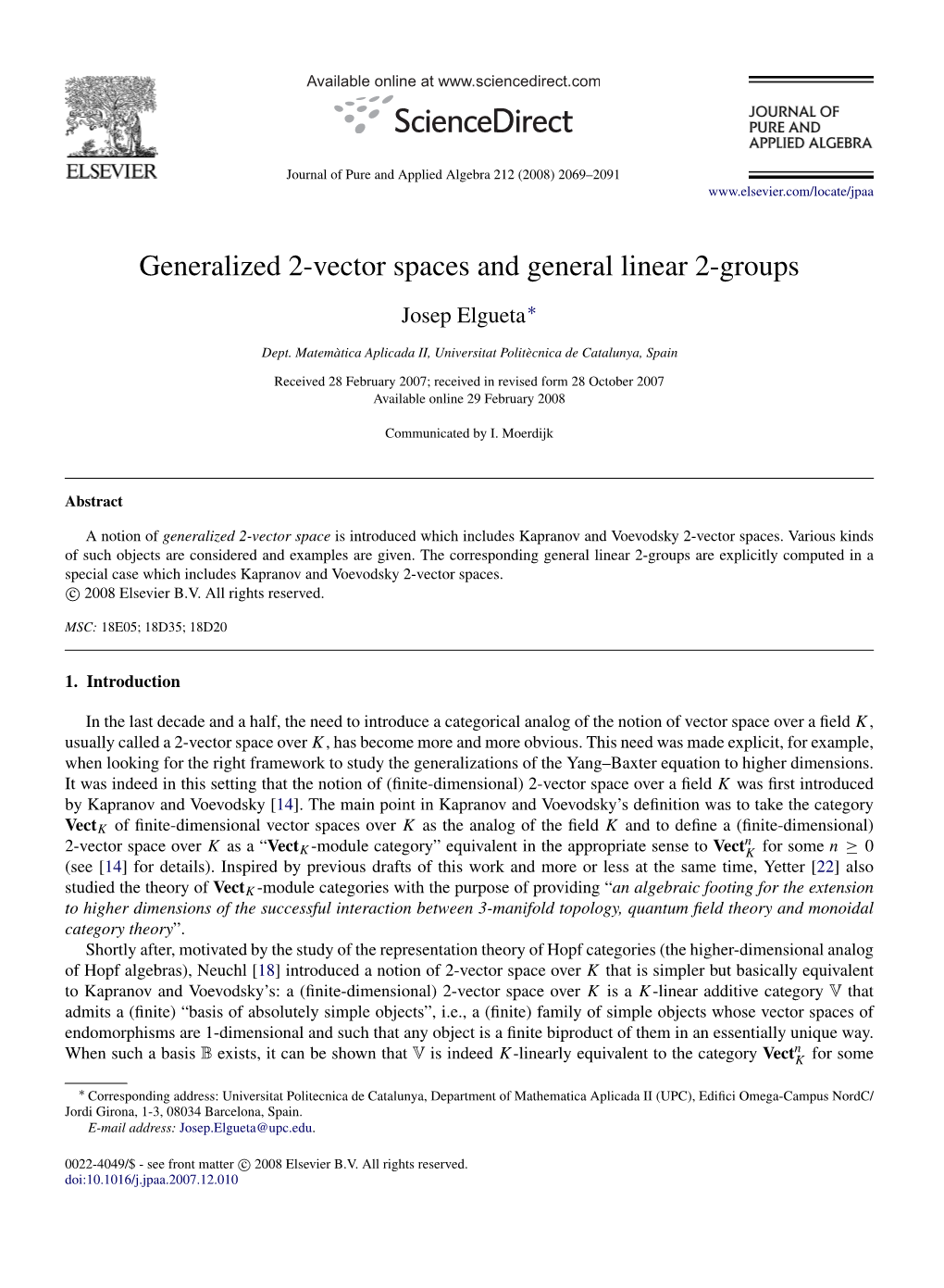 Generalized 2-Vector Spaces and General Linear 2-Groups