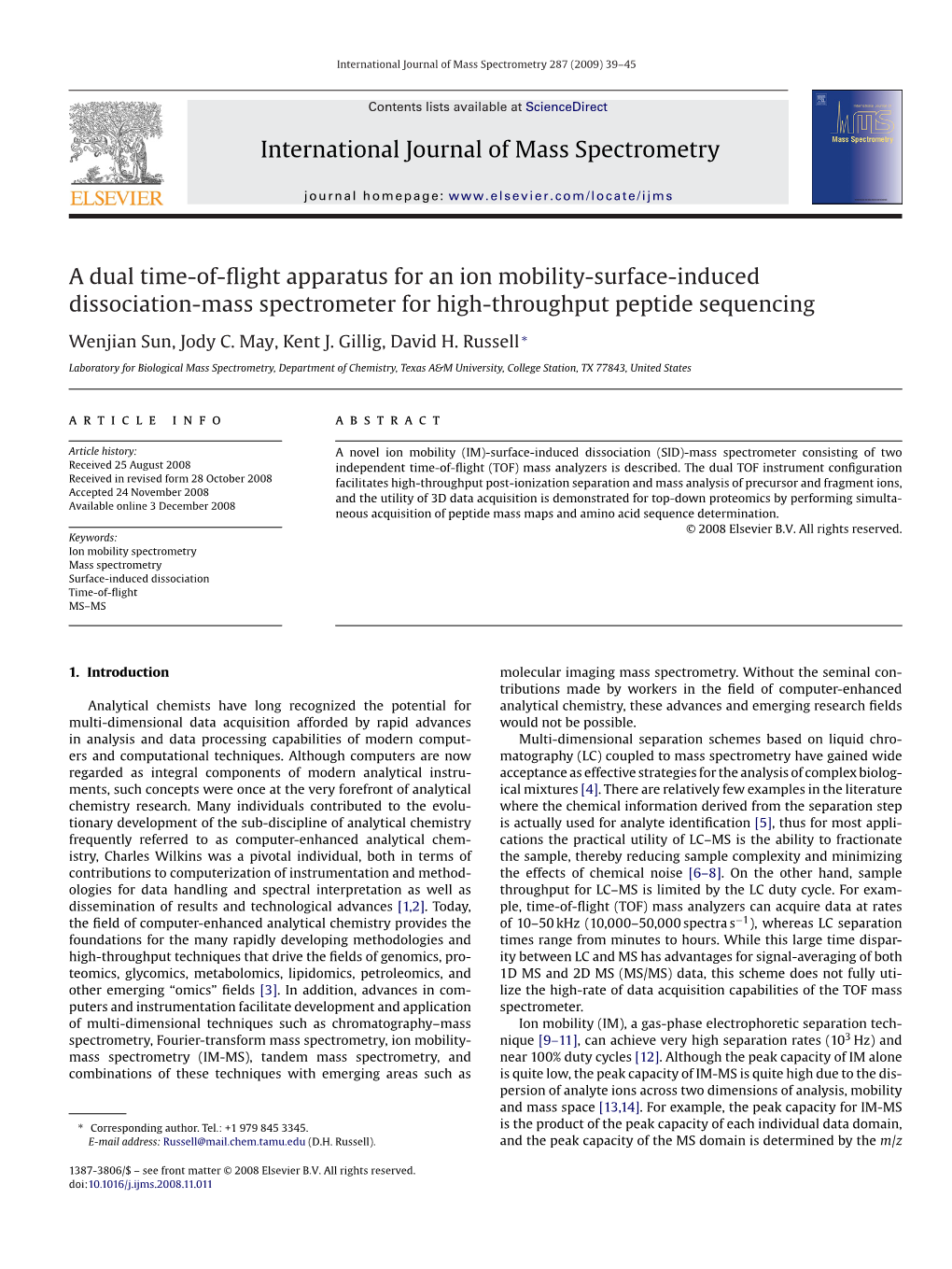 International Journal of Mass Spectrometry a Dual Time-Of-Flight