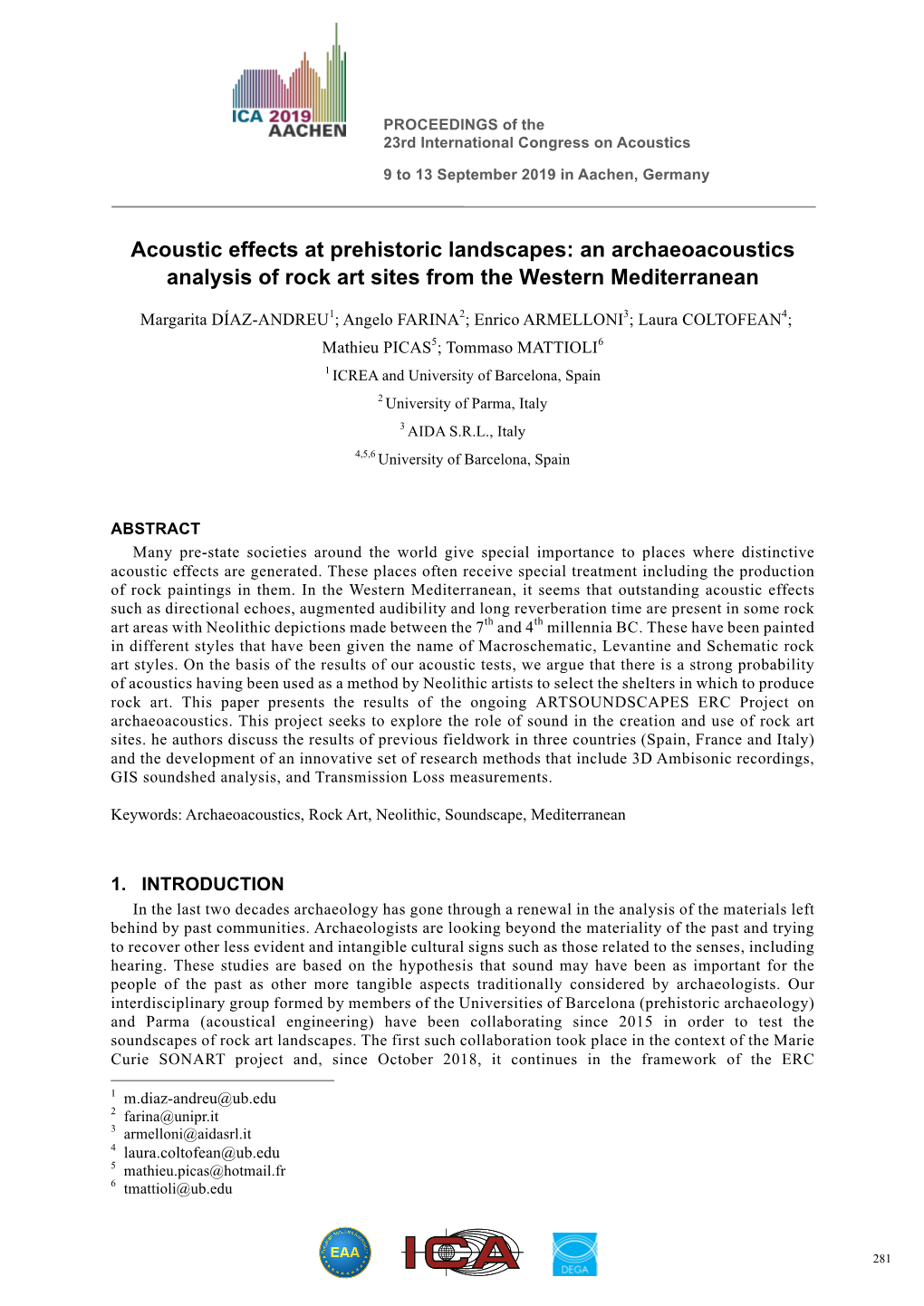 Acoustic Effects at Prehistoric Landscapes: an Archaeoacoustics Analysis of Rock Art Sites from the Western Mediterranean