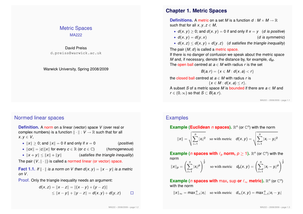 Metric Spaces