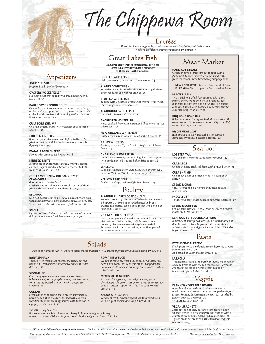 The Chippewa Room Menu