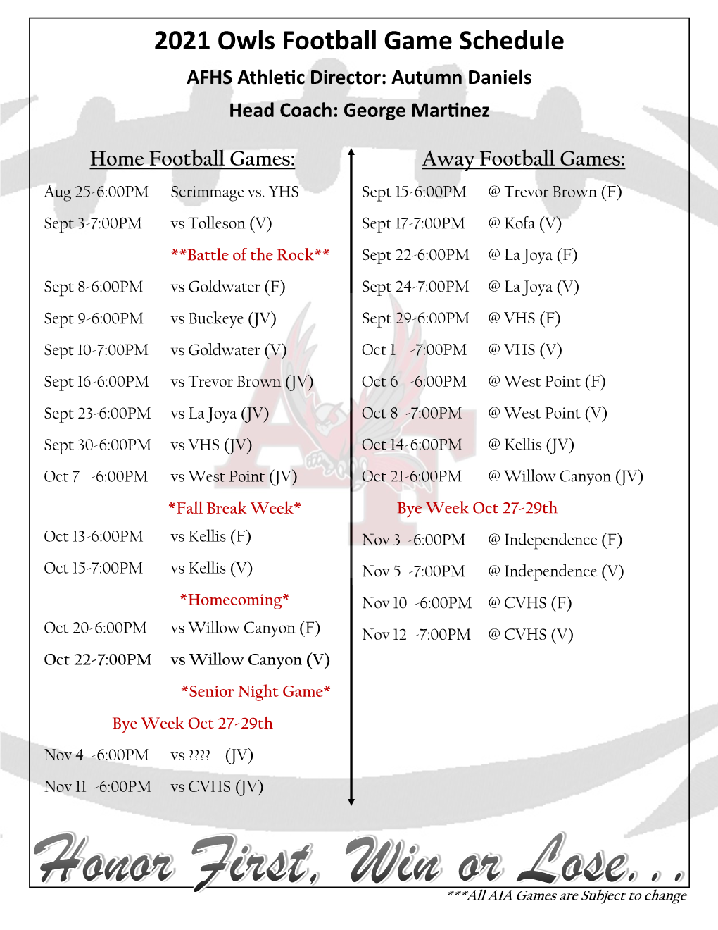 Owls Football Game Schedule 2021