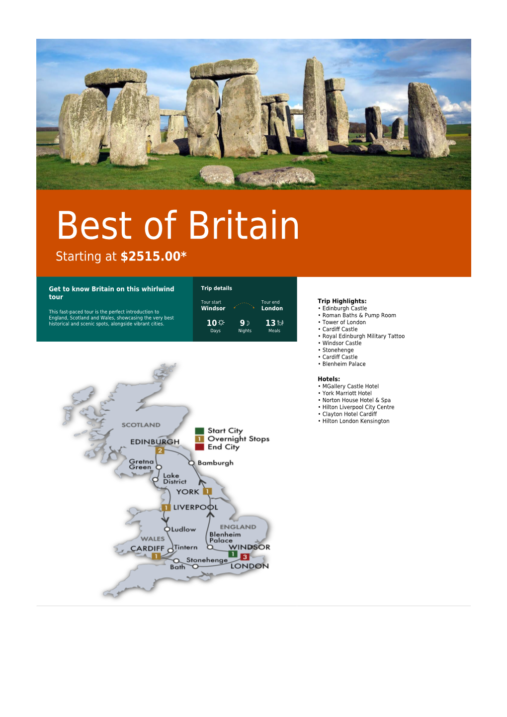 Best of Britain Starting at $2515.00*