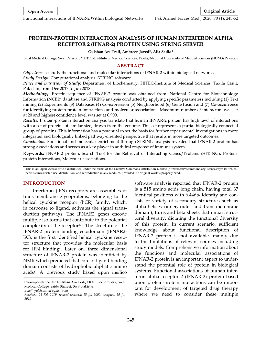 Protein-Protein Interaction Analysis of Human