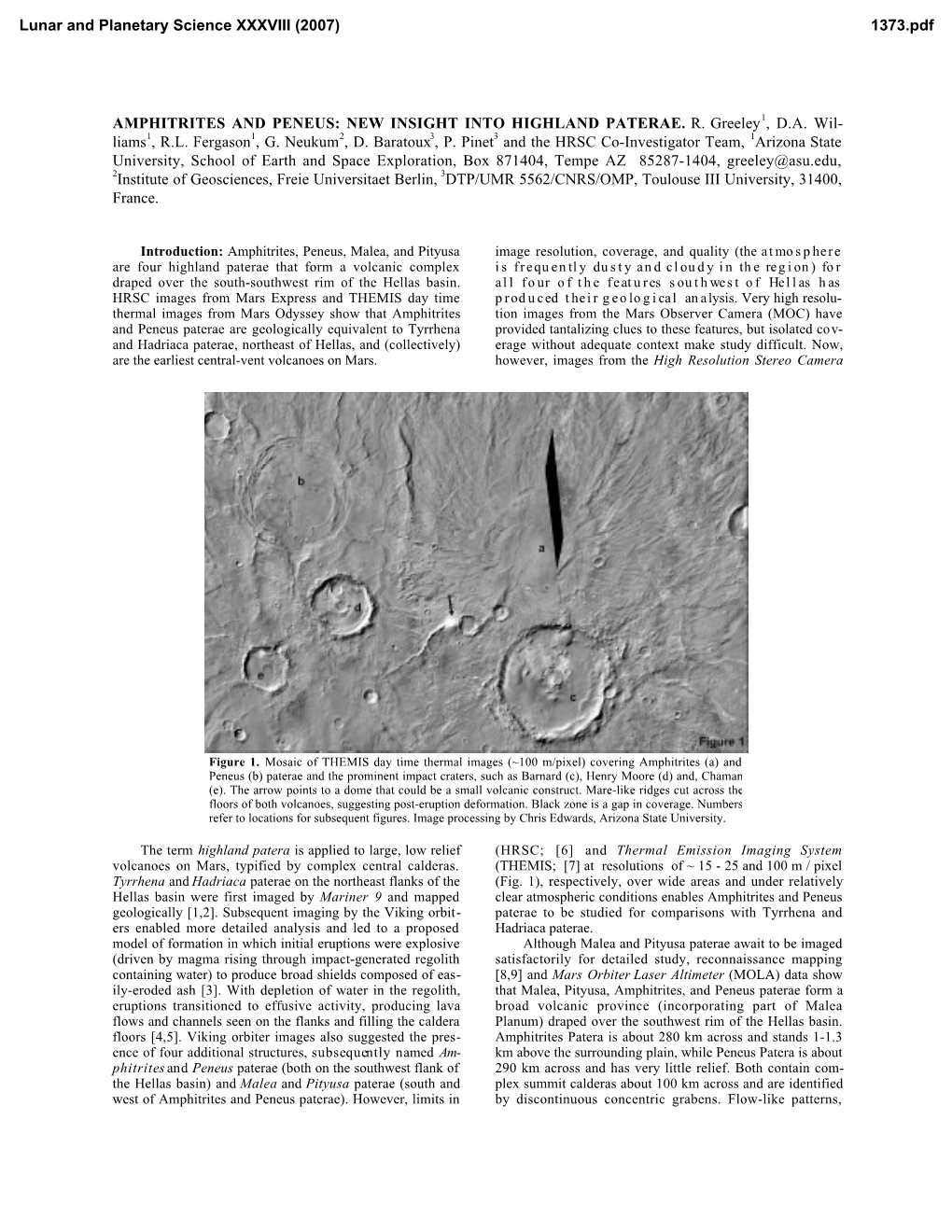 Amphitrites and Peneus: New Insight Into Highland Paterae