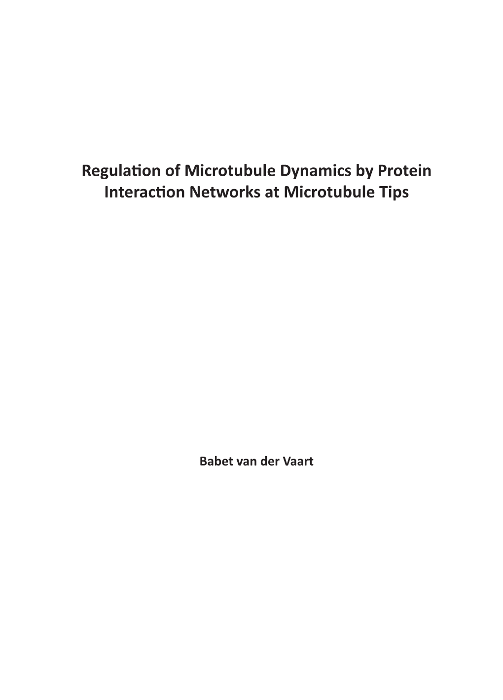 Regulation of Microtubule Dynamics by Protein Interaction Networks At