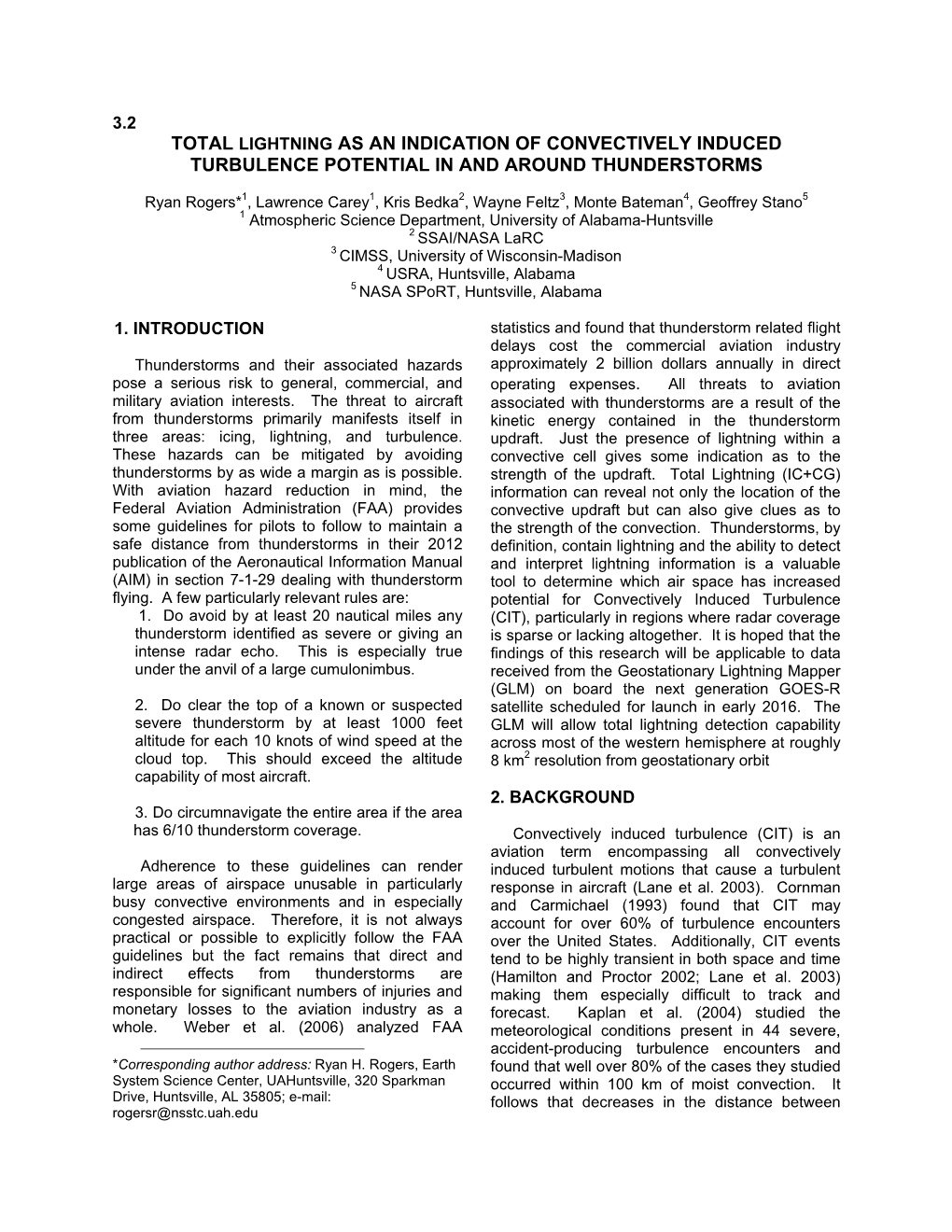 3.2 Total Lightning As an Indication of Convectively Induced Turbulence Potential in and Around Thunderstorms