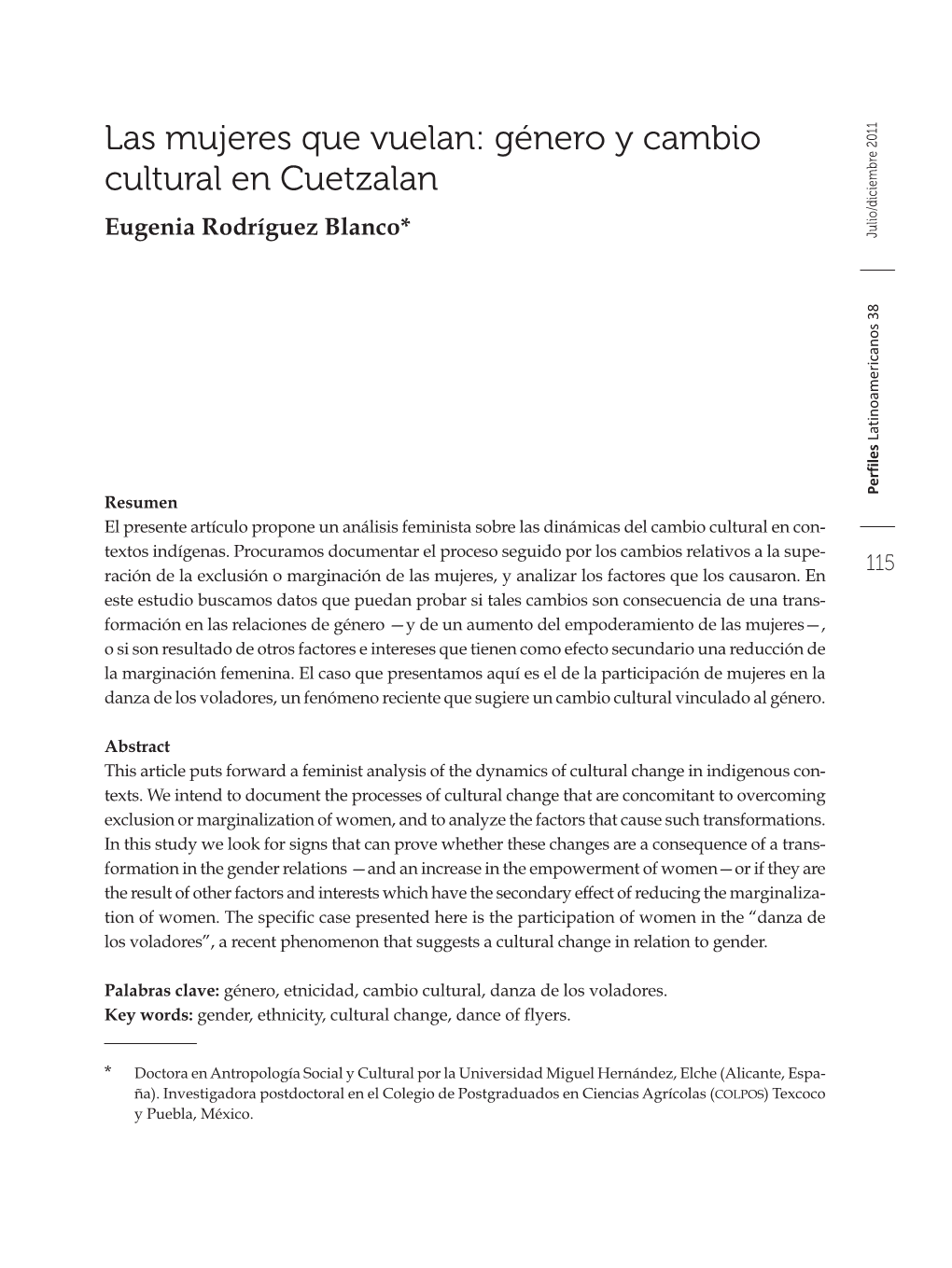 Las Mujeres Que Vuelan: Género Y Cambio Cultural En Cuetzalan
