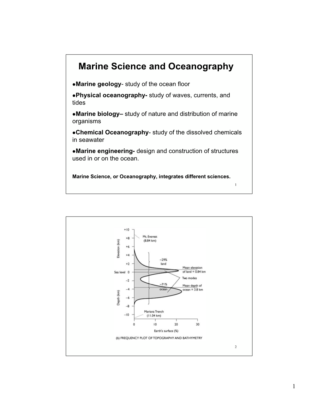 Marine Science and Oceanography