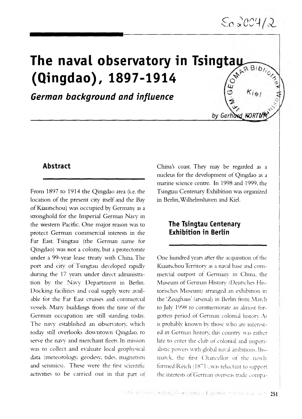 Qingdao), 1897-1914 German Background and Influence