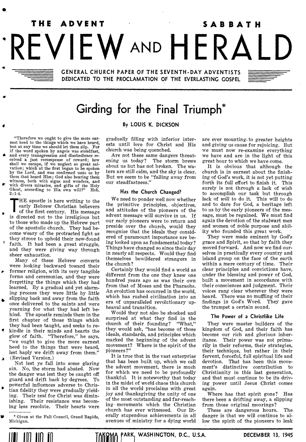 Review and Herald for 1945