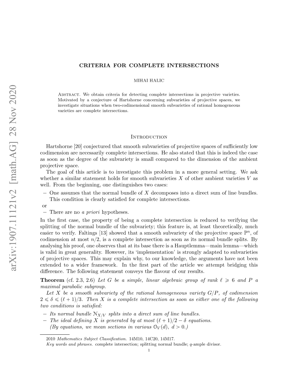 Arxiv:1907.11121V2 [Math.AG]